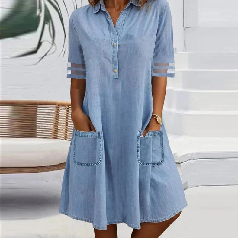 ALMA | ELEGANT DENIM DRESS WITH POCKETS