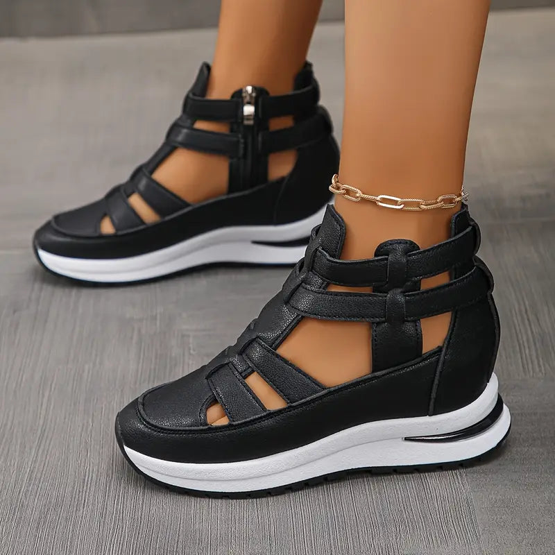 YVETTE | LIGHTWEIGHT WEDGE SANDALS WITH SIDE ZIP