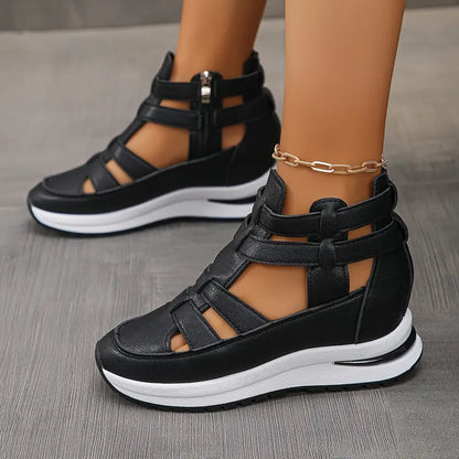 YVETTE | LIGHTWEIGHT WEDGE SANDALS WITH SIDE ZIP