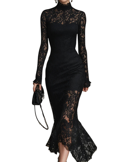 MARGARET | BLACK LACE MAXI DRESS