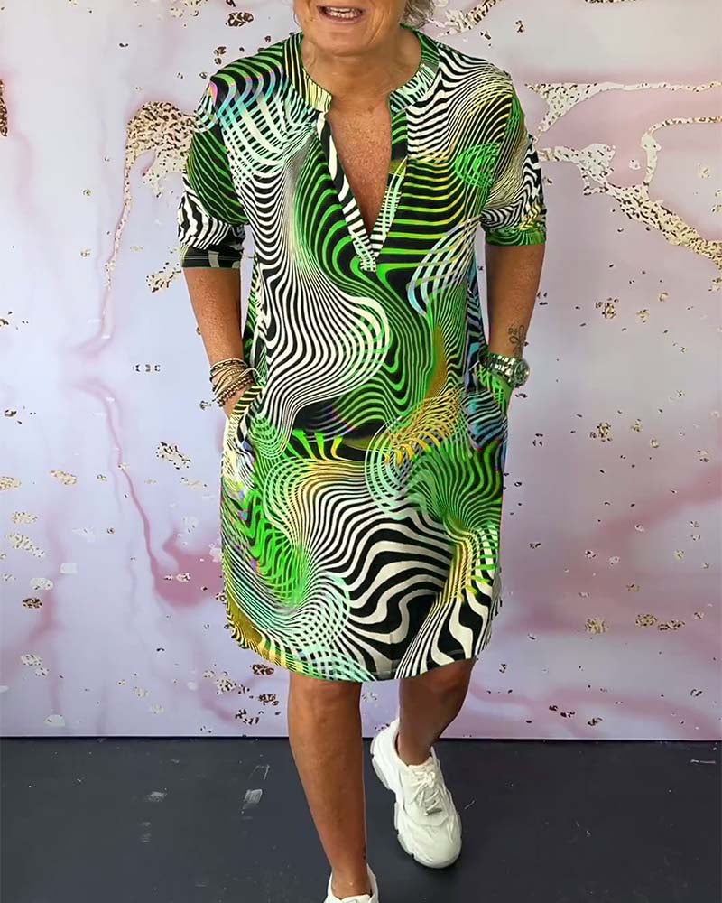 BEVERLEY | COLOURFUL V-NECK DRESS