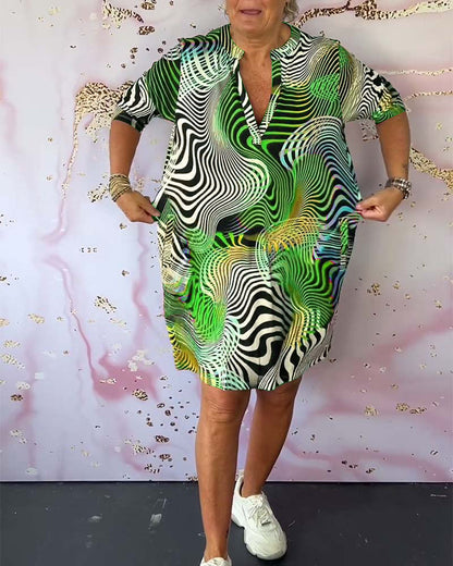 BEVERLEY | COLOURFUL V-NECK DRESS