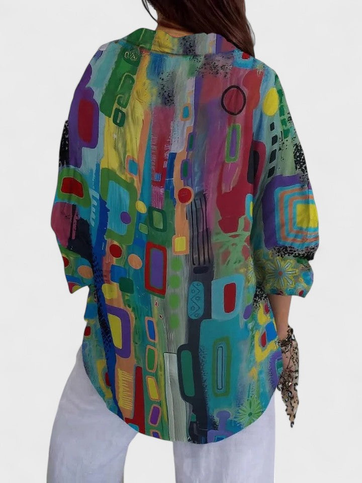 CLEMENTINE | ELEGANT GEOMETRIC PATTERN BLOUSE