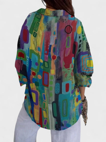 CLEMENTINE | ELEGANT GEOMETRIC PATTERN BLOUSE