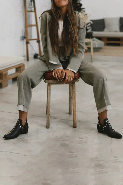  ROSE | STUDDED POINTED ANKLE BOOTS