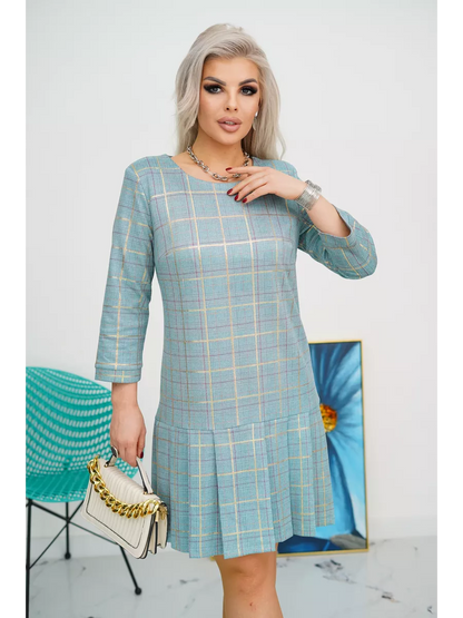 GEORGINA | CHECK PRINT PLEATED DRESS