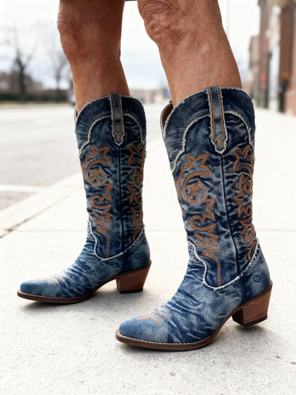 ELOISE | DENIM WESTERN COWBOY BOOTS