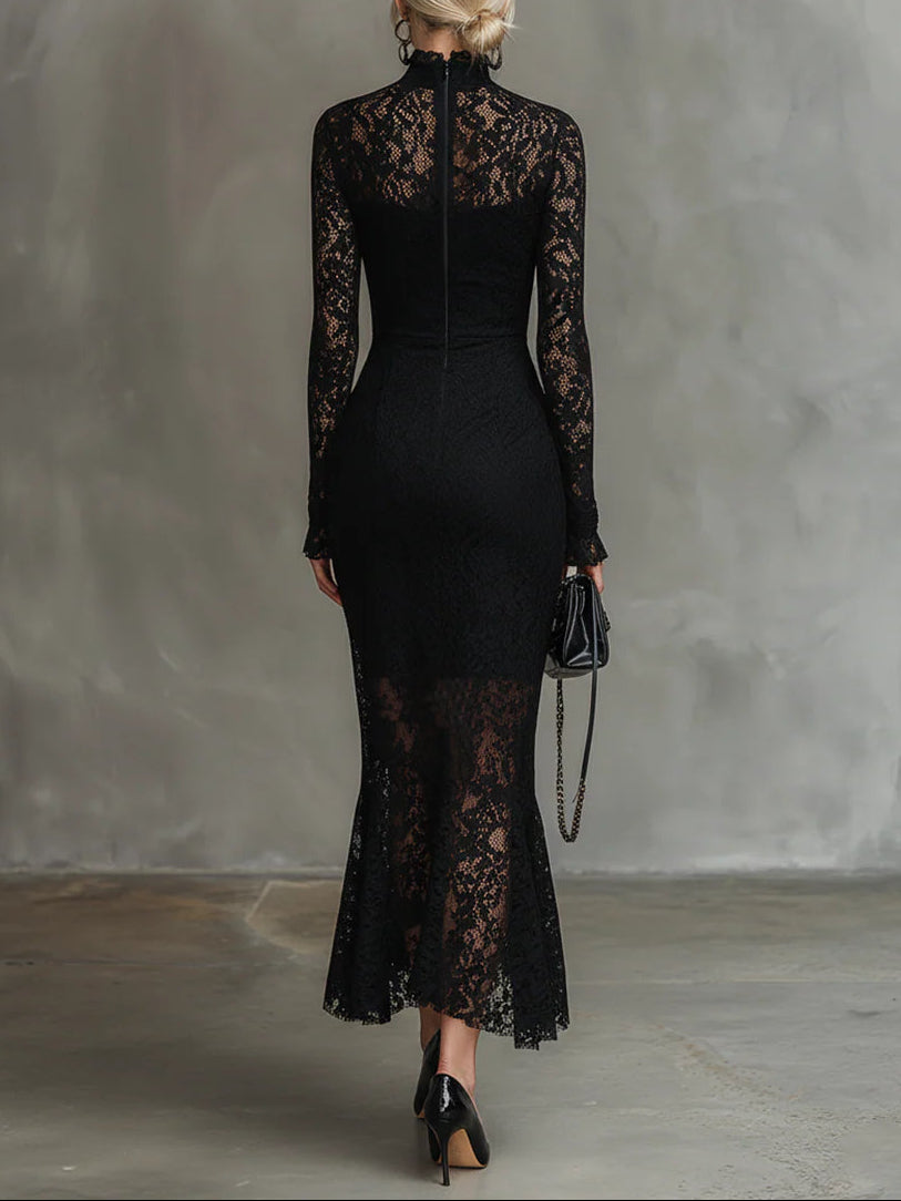 MARGARET | BLACK LACE MAXI DRESS