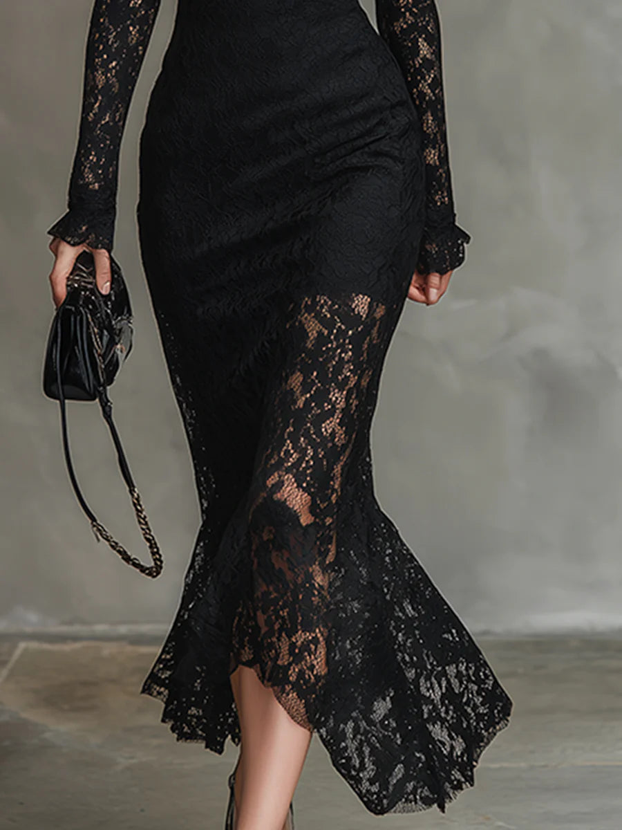 MARGARET | BLACK LACE MAXI DRESS