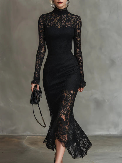 MARGARET | BLACK LACE MAXI DRESS