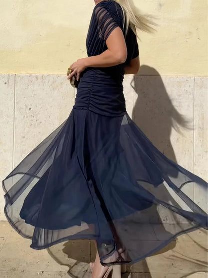VIVIAN | LONG FLORAL V-NECK DRESS