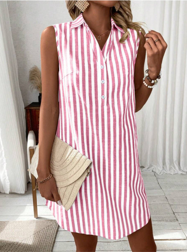 ANNETTE | STRIPED SLEEVELESS SHIRT DRESS