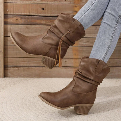 BEATRICE | WESTERN BLOCK HEEL BOOTIES