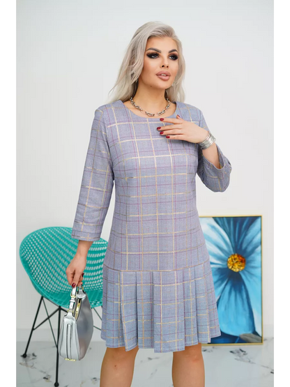GEORGINA | CHECK PRINT PLEATED DRESS