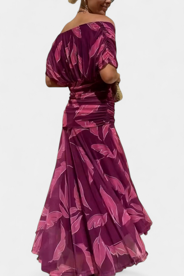 VIVIAN | LONG FLORAL V-NECK DRESS