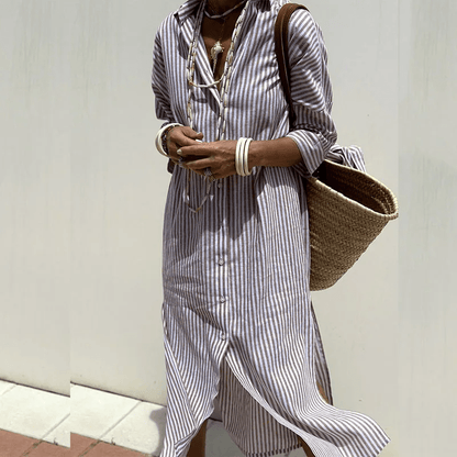 CLAUDIA | ELEGANT STRIPED SHIRT DRESS