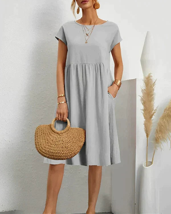 JACQUELINE | ELEGANT ROUND NECK DRESS