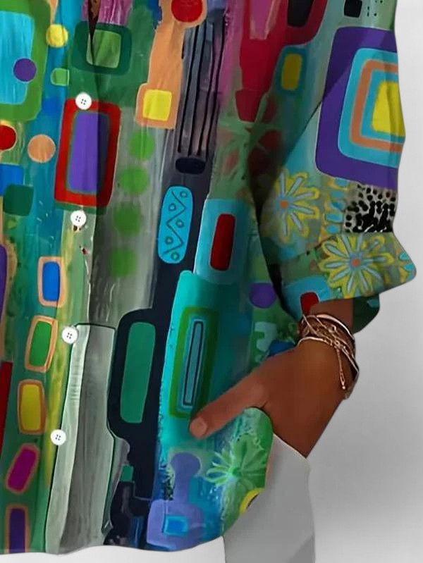 CLEMENTINE | ELEGANT GEOMETRIC PATTERN BLOUSE