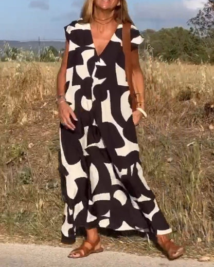 DOREEN | PRINTED V-NECK DRESS