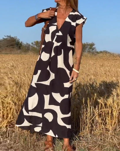 DOREEN | PRINTED V-NECK DRESS