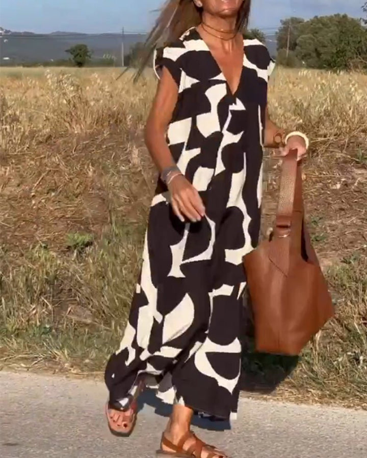 DOREEN | PRINTED V-NECK DRESS